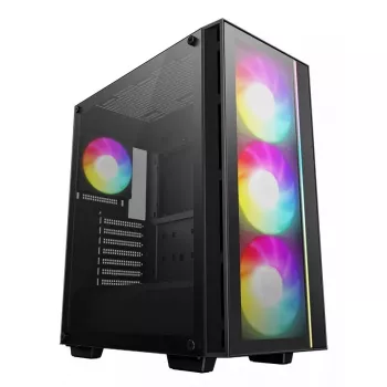 PC-kast DeepCool MATREXX55 V4 C midi tower zwart – gehard glas, ATX/microATX-ondersteuning, USB-C, max. gpu 370 mm