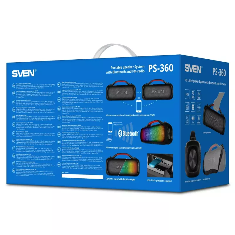 Mono draagbare luidspreker SVEN PS-360 zwart