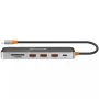 Canyon DS-13 CNS-TDS13 7-in-1 USB-C-hub, 4K HDMI, 3x USB 3.0, USB-C PD 100W, SD/microSD-kaartlezer, transparant Space Grey