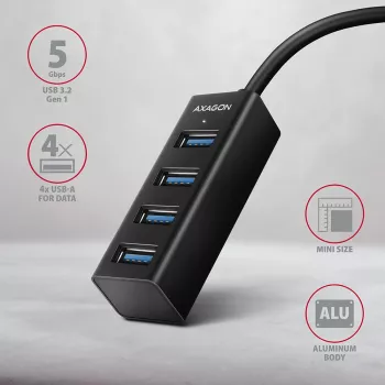 Miniatuur metalen USB-C 3.2 Gen 1 hub AXAGON HUE-M1C