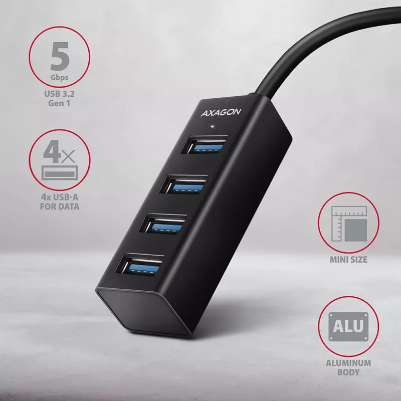 Miniatuur metalen USB-C 3.2 Gen 1 hub AXAGON HUE-M1C