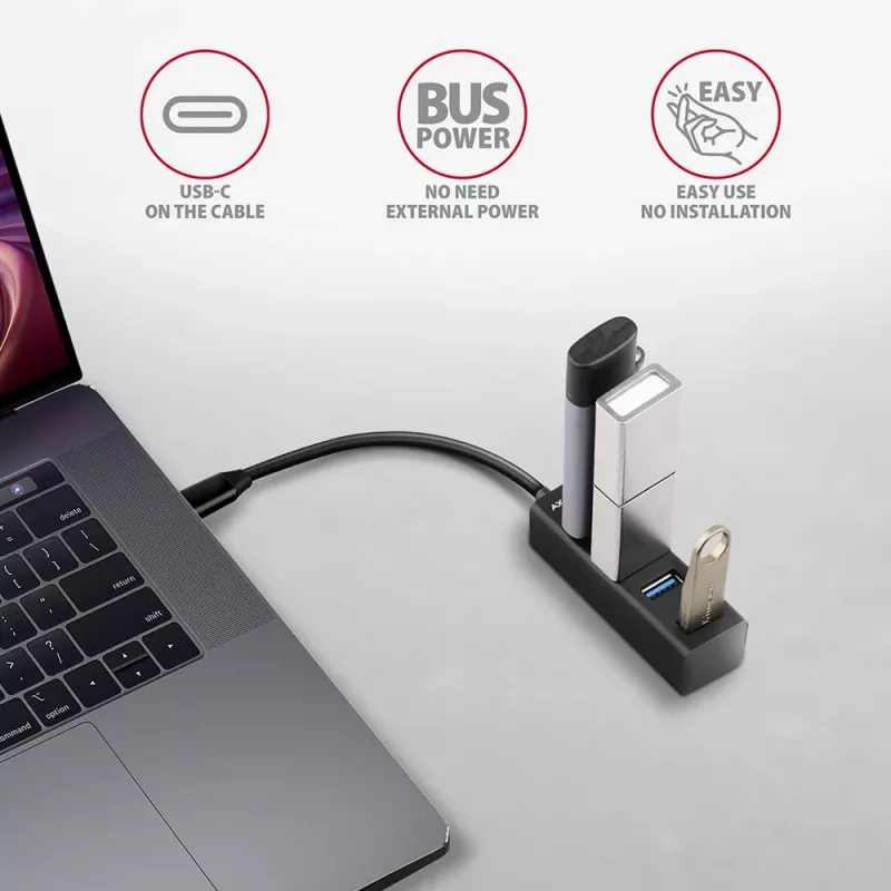 Miniatuur metalen USB-C 3.2 Gen 1 hub AXAGON HUE-M1C