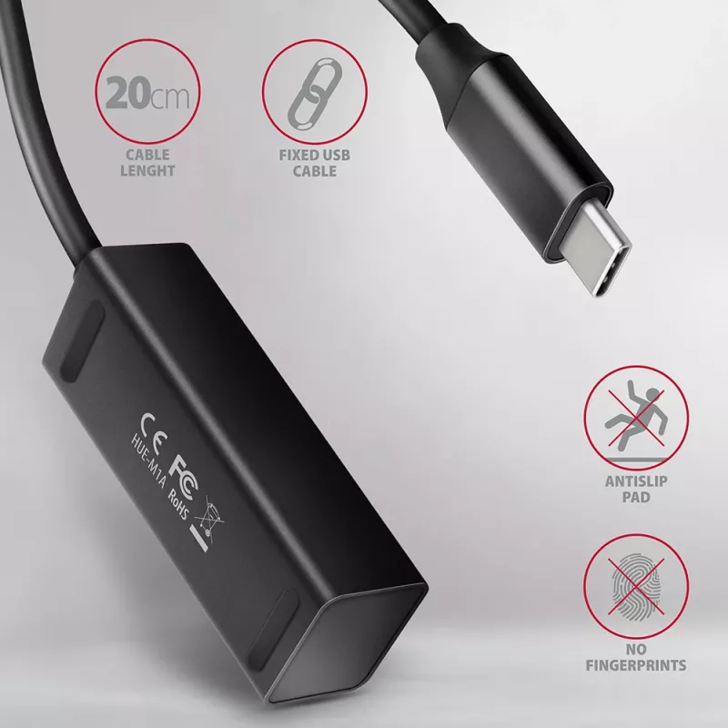 Miniatuur metalen USB-C 3.2 Gen 1 hub AXAGON HUE-M1C
