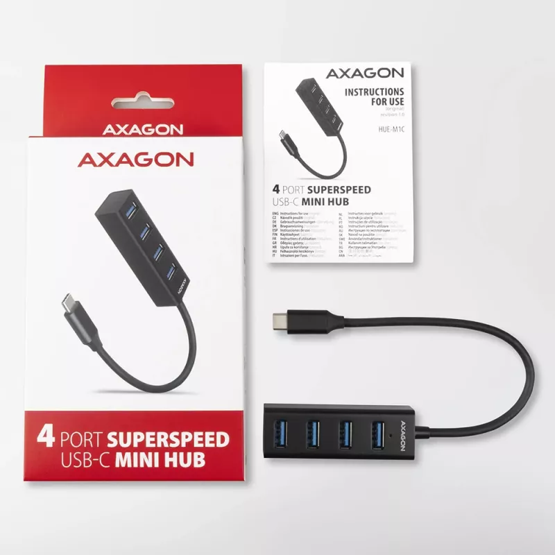 Miniatuur metalen USB-C 3.2 Gen 1 hub AXAGON HUE-M1C