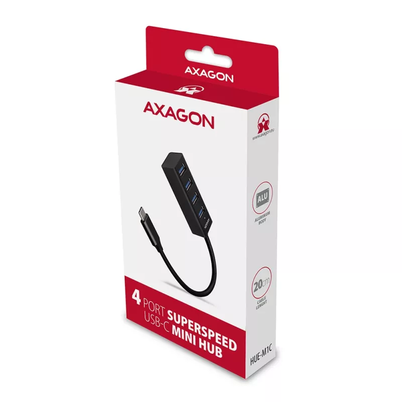 Miniatuur metalen USB-C 3.2 Gen 1 hub AXAGON HUE-M1C