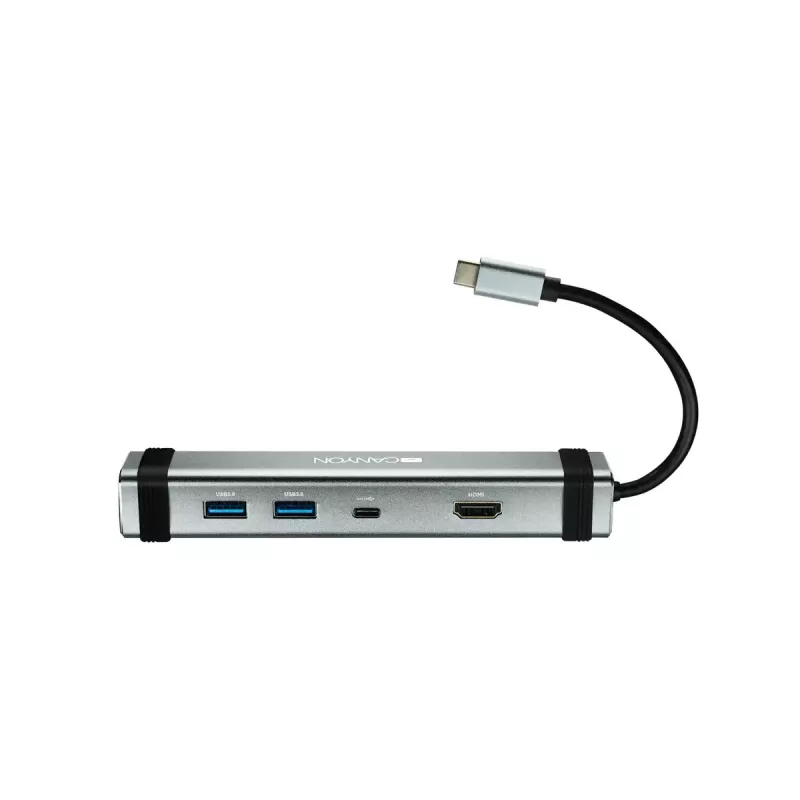 Canyon DS-3 CNS-TDS03DG 4-in-1 USB-C-hub, HDMI, 2x USB 3.0, USB-C PD 60W, Space Grey