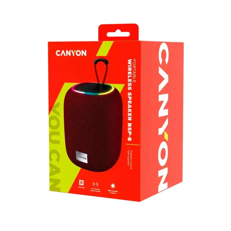 Canyon BSP-8 draagbare Bluetooth-speaker, 10 W, rood