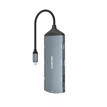 Canyon DS-15 USB 3.2 Gen 1 Type-C grijs 100W Power Delivery Ethernet 1 Gbps