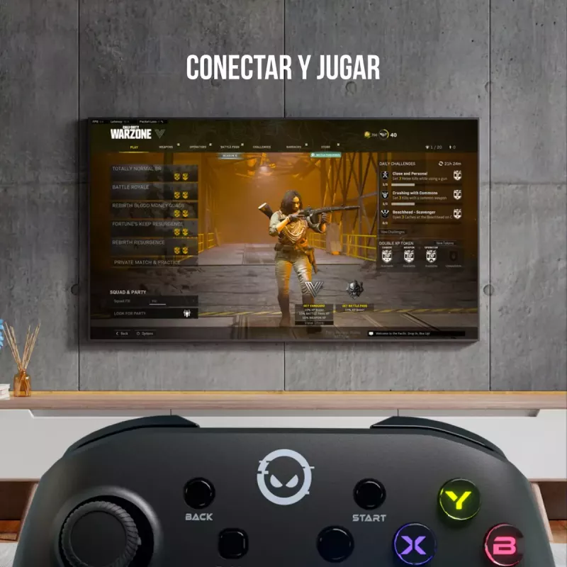 Lorgar TRIX-510 gamecontroller, zwart, BT5.0, ingebouwde 600 mAh-accu, Type-C