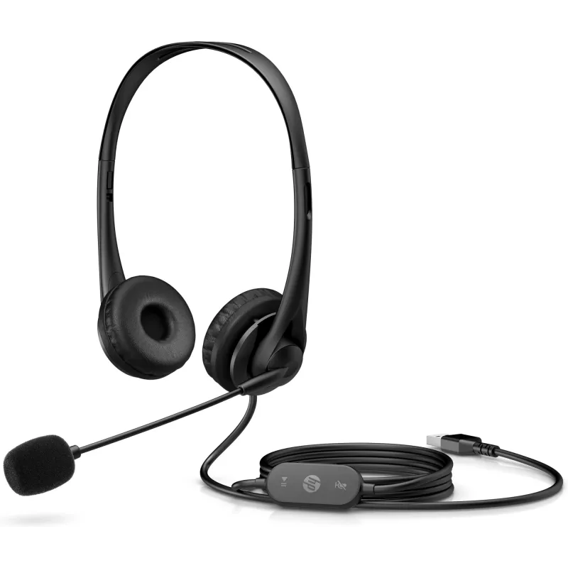 HP stereo USB-headset G2, bedraad, kantoor/callcenter, 90 g, headset, zwart