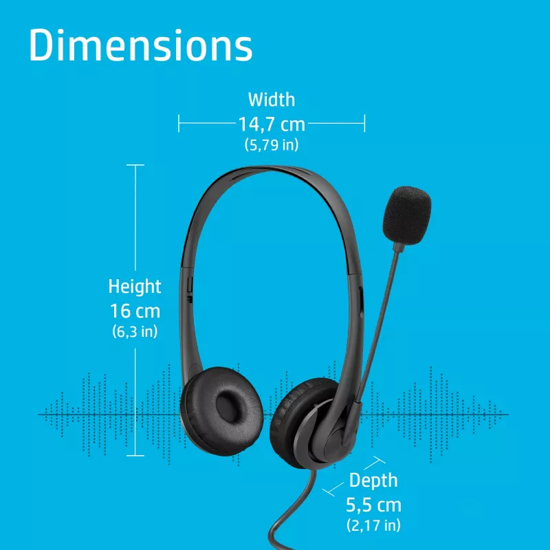 HP stereo USB-headset G2, bedraad, kantoor/callcenter, 90 g, headset, zwart
