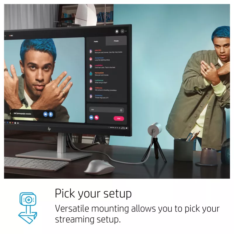 HP 950 4K-webcam, 3840 x 2160 pixels, Full HD, 30 fps, 1x, auto, auto