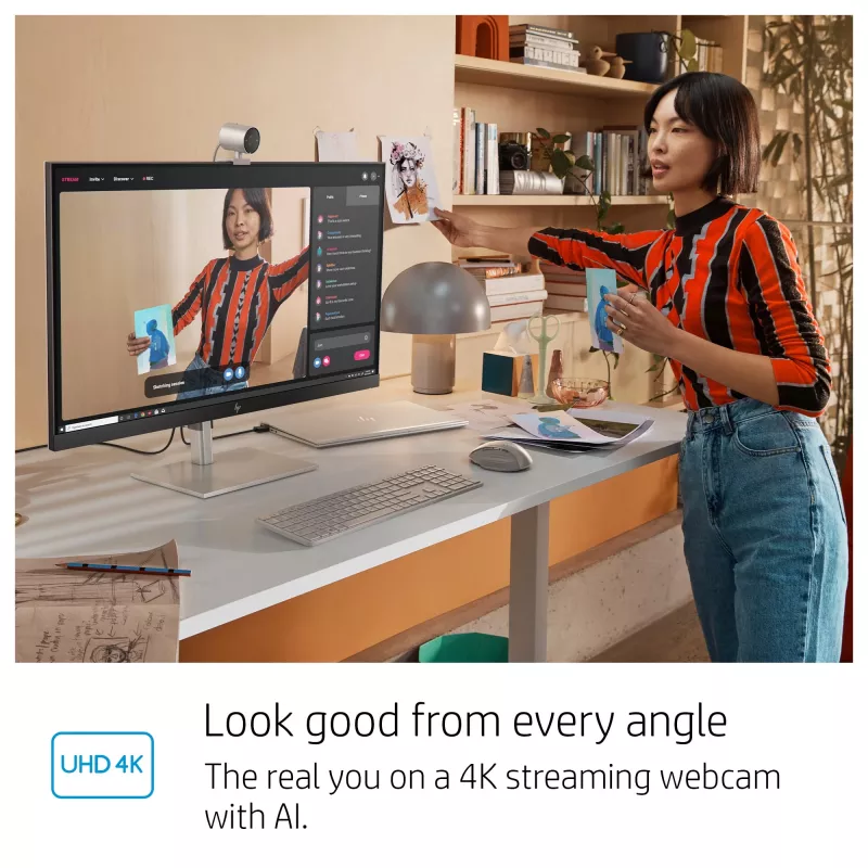 HP 950 4K-webcam, 3840 x 2160 pixels, Full HD, 30 fps, 1x, auto, auto