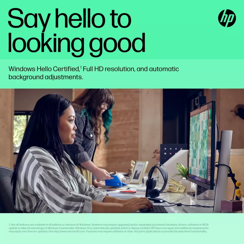 HP 625 FHD-webcam, 4 MP, 1920 x 1080 pixel, Full HD, zakelijk, USB, zwart