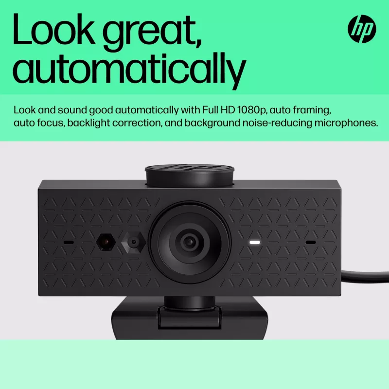 HP 625 FHD-webcam, 4 MP, 1920 x 1080 pixel, Full HD, zakelijk, USB, zwart