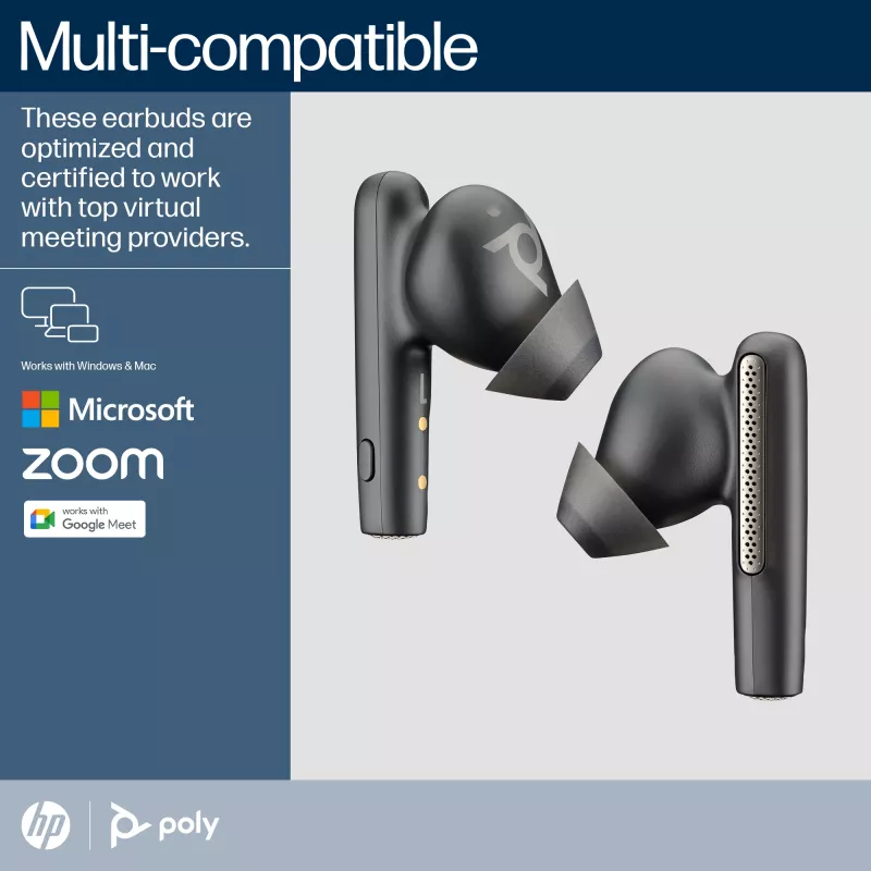 HP Poly Poly Voyager Free 60 UC Carbon zwart earbuds +BT700 USB-A-adapter +Basic Charge Case