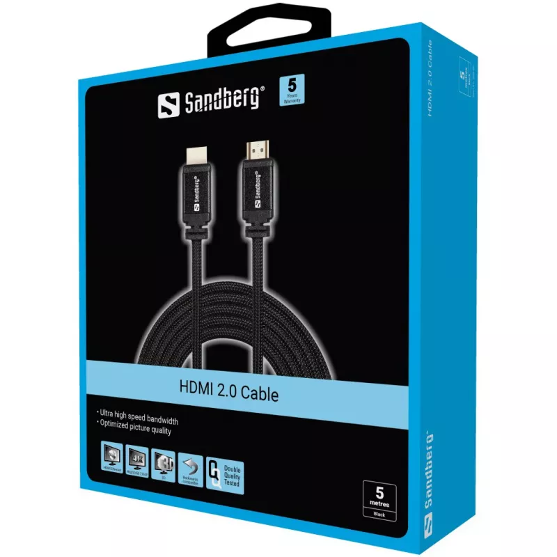 HDMI-kabel Sandberg HDMI 2.0 19M-19M 5 m