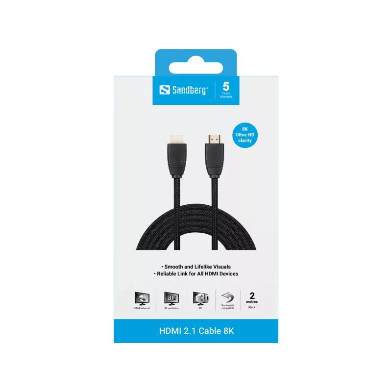 HDMI-kabel Sandberg HDMI 2.1-kabel 8K 2m