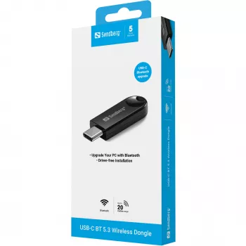 Draadloze USB-C Bluetooth 5.3-dongle SANDBERG 136-69 voor pc's en laptops