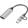 Sandberg HDMI Capture Link naar USB-C/A, HDMI type A (standaard), USB Type-A + USB Type-C, bus, stekker, recht, recht