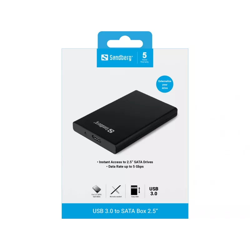 HDD/SSD-behuizing Sandberg USB 3.0 to SATA Box 2.5''