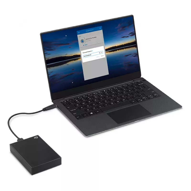 Seagate One Touch STKZ5000400 5 TB draagbare externe harde schijf, 2,5 inch, USB 3.2 Gen 1, wachtwoordbeveiliging, zwart