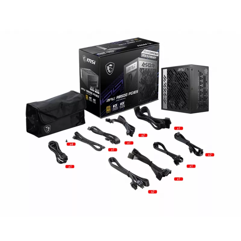 MSI MPG A850G PCIE5 voeding 850 W 24-pin ATX ATX zwart