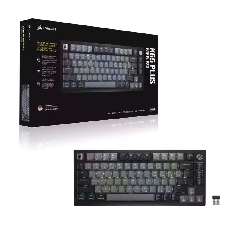 Mechanisch gaming-toetsenbord Corsair K65 PLUS WIRELESS RGB Wireless USB zwart