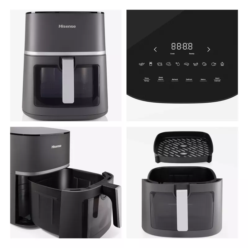 Hisense HAF1900D heteluchtfriteuse, 7 l, 1800 W, 200 °C, 10 voorgeprogrammeerde programma's