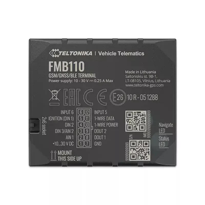 GPS-tracker Teltonika FMB110 Auto Zwart stofbestendig 0,128 GB