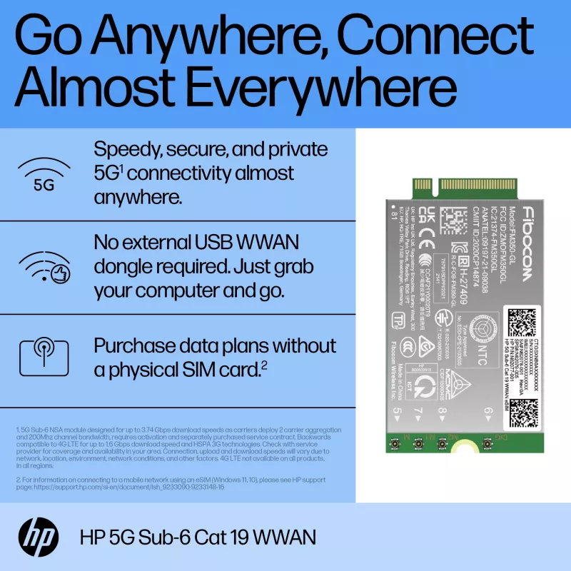 HP 5G Sub-6 Cat 19 WWAN interfacekaarten/adapters