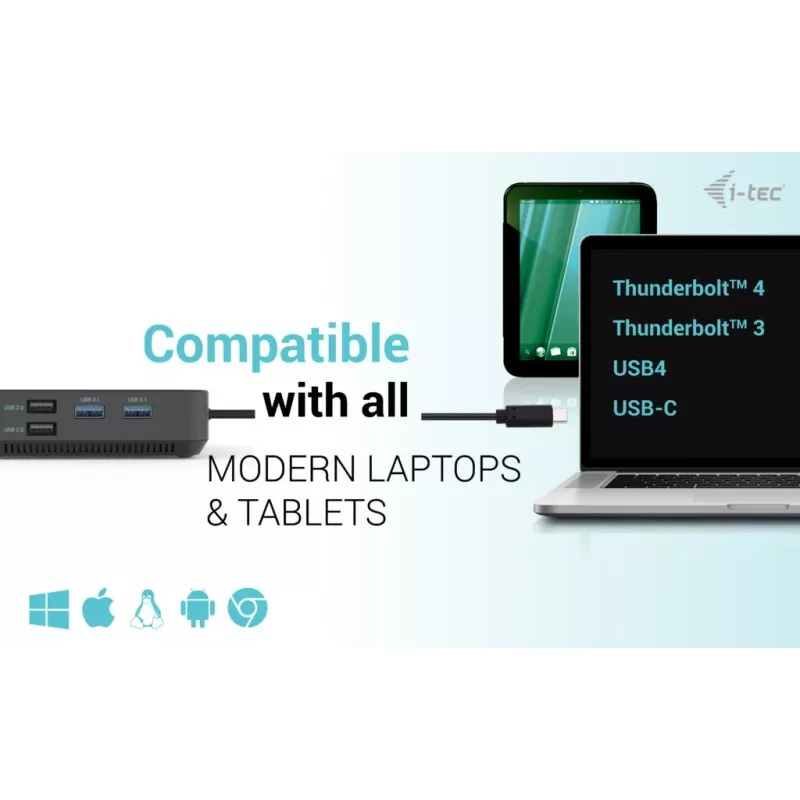 i-tec USB-C HDMI dual DP dockingstation met Power Delivery 100 W