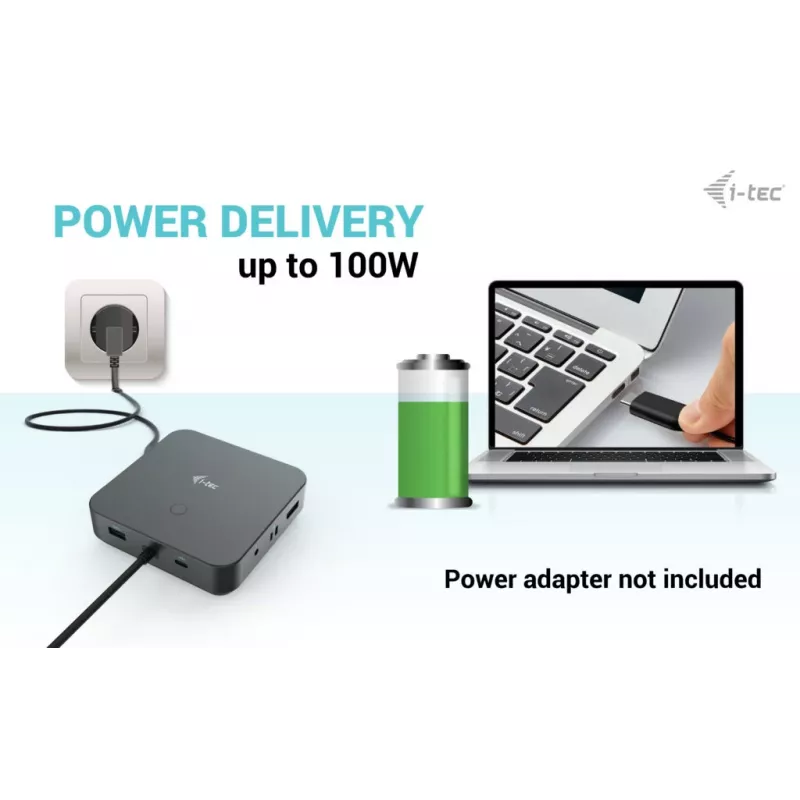 i-tec USB-C HDMI dual DP dockingstation met Power Delivery 100 W