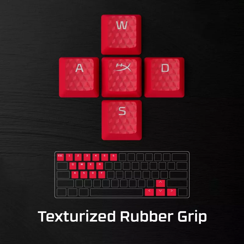 HyperX rubberen keycaps - gaming-accessoireset - rood (US-layout)