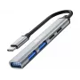 Sandberg USB-C naar 3xUSB-A+2xUSB-C SAVER USB 3.2 Gen 1 grijs aluminium