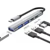Sandberg USB-C naar 3xUSB-A+2xUSB-C SAVER USB 3.2 Gen 1 grijs aluminium