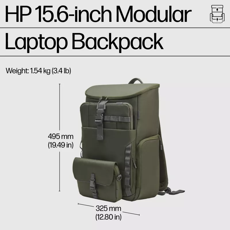 Backpack HP 15.6-inch Modular Laptop Backpack Maximale beeldschermgrootte 39,6 cm Gewicht 1,54 kg