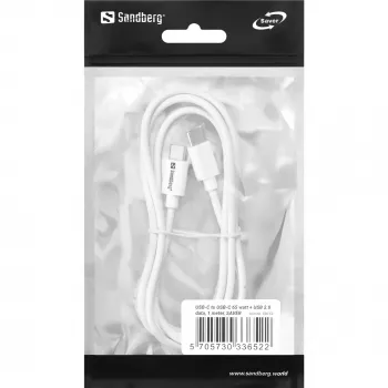 Sandberg USB-C USB-C 65W 1M SAVER, 1 m, USB-C, USB-C, USB 2.0, wit