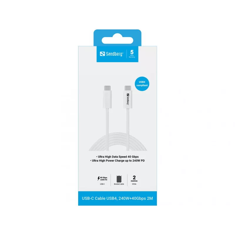 Sandberg USB-C>C USB4 240W 40Gbps 2M kabel