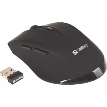 Sandberg draadloze muis Pro, rechtshandig, optisch, RF Wireless, 1600 DPI, zwart