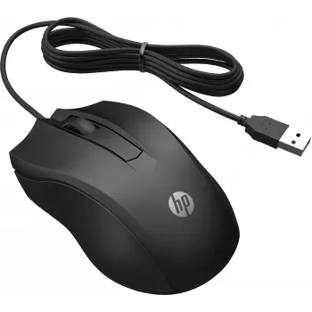 HP bedrade muis 100, dubbelhandig, optisch, USB Type-A, 1600 DPI, zwart