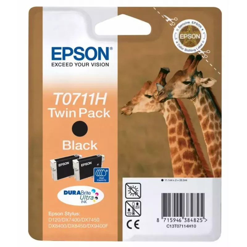 Epson Giraffe twinpack zwart T0711H DURABrite Ultra inkt