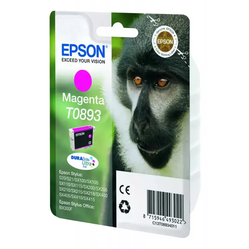 Epson Monkey singlepack magenta T0893 DURABrite Ultra inkt