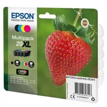 Epson Strawberry multipack 4 kleuren 29XL Claria Home inkt, zwart, cyaan, magenta, geel, 11,3 ml, 6,4 ml, 1 stuk, 470 pagina's, multiverpakking
