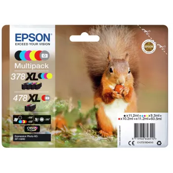 Epson Squirrel multipack 6 kleuren 378XL / 478XL Claria Photo HD inkt