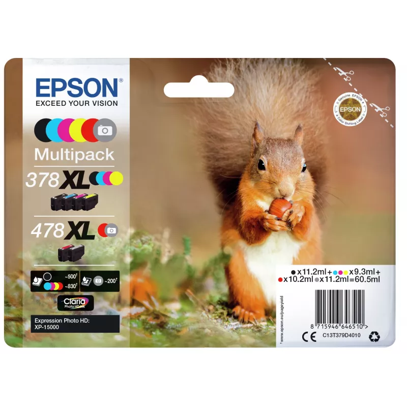 Epson Squirrel multipack 6 kleuren 378XL / 478XL Claria Photo HD inkt