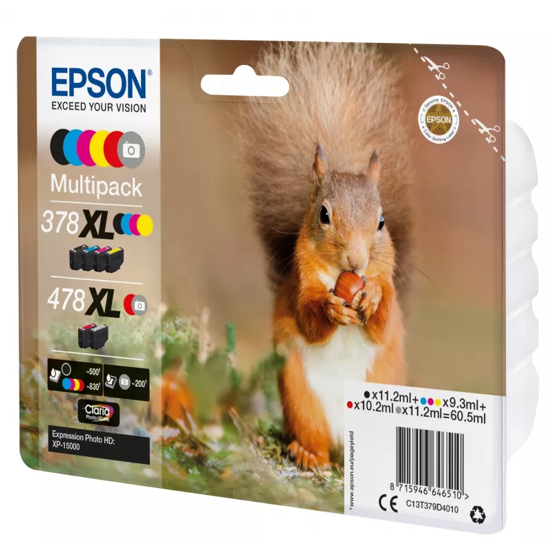 Epson Squirrel multipack 6 kleuren 378XL / 478XL Claria Photo HD inkt