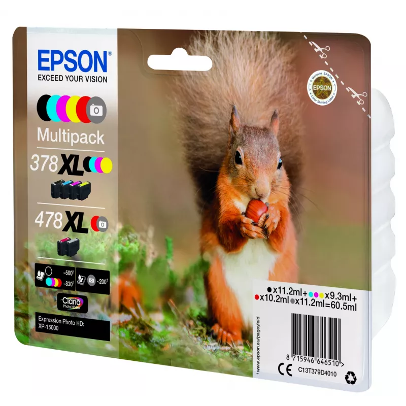 Epson Squirrel multipack 6 kleuren 378XL / 478XL Claria Photo HD inkt