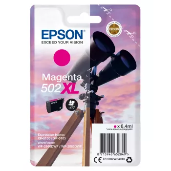 Epson singlepack magenta 502XL inkt, hoge (XL) capaciteit, magenta, pigmentinkt, 6,4 ml, 1 stuk, 470 pagina's