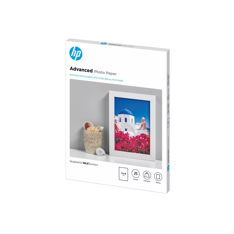 HP Q8696A Advanced Glossy fotopapier randloos, glanzend, 250 g/m², 13 x 18 cm (130 x 180 mm), 25 vellen